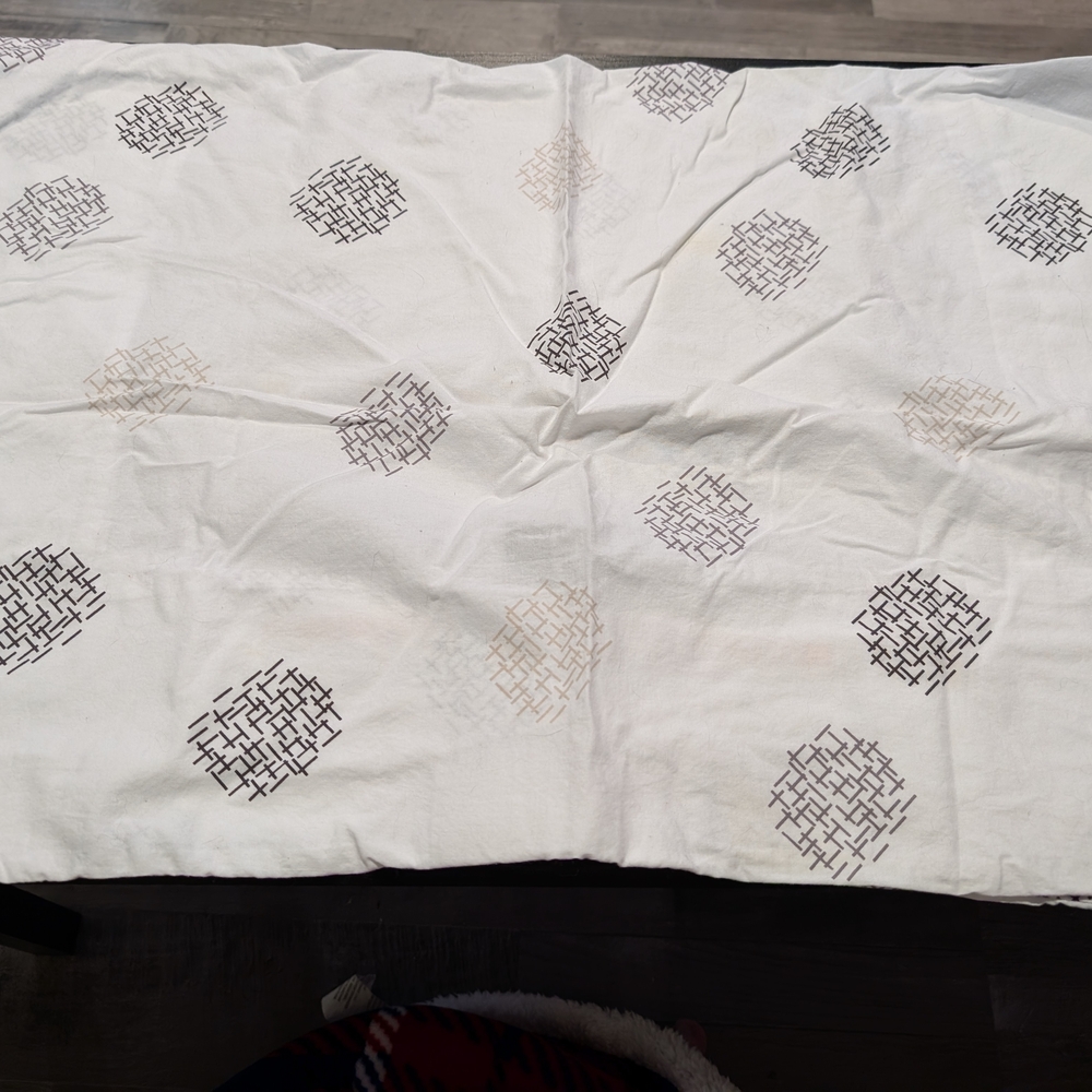 White Throw Blanket with Black and Tan Patterns